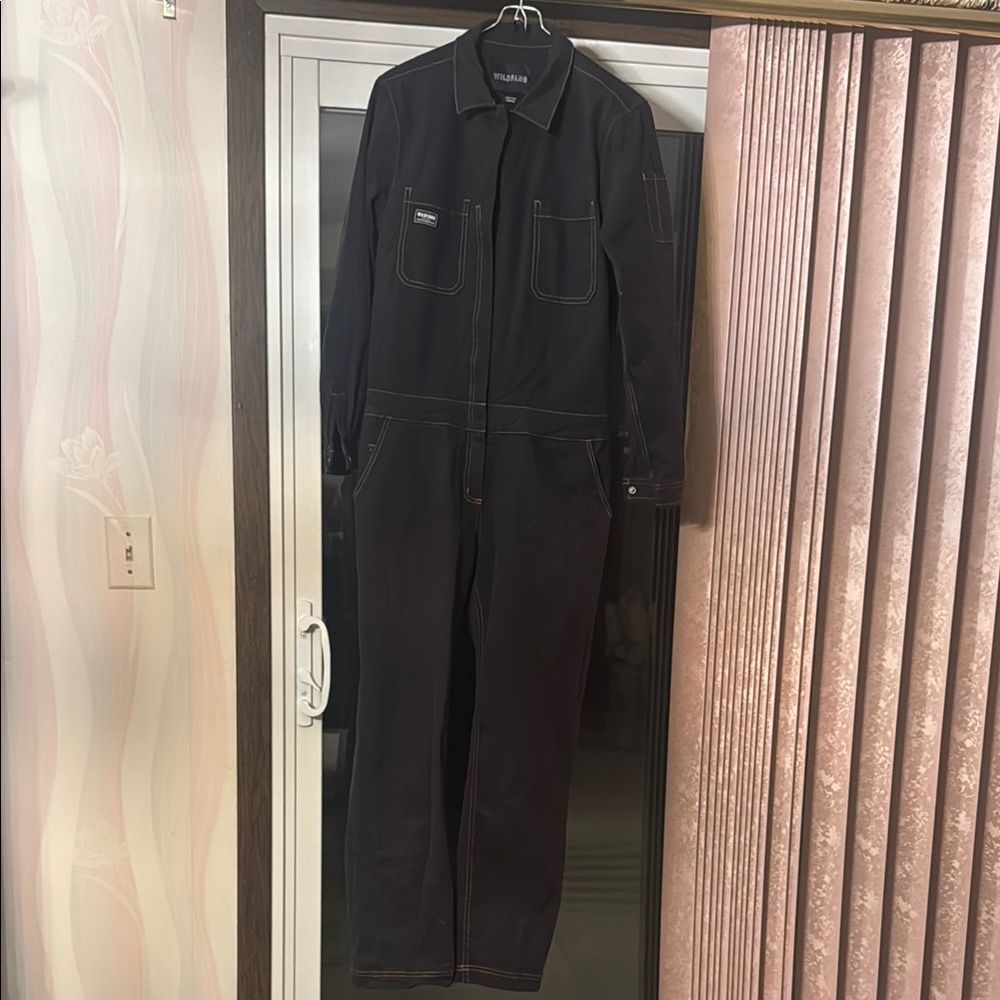 Wildfang Medium long sleeve Black Coveralls with Gold Stitching